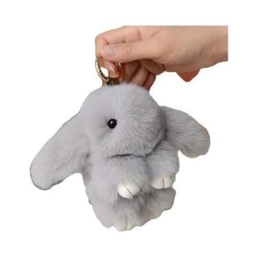 Imagem de Chaveiro De Pompon De Pelúcia De Coelho Fluffy De 15cm, Brinquedo Fofo