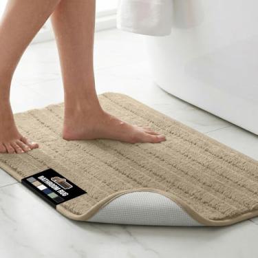 Imagem de GORILLA GRIP Tapetes de banheiro texturizados, tapetes de banho listrados absorventes de espuma viscoelástica macia, lavável na máquina e resistente ao desbotamento, acessórios de tapete de banho para