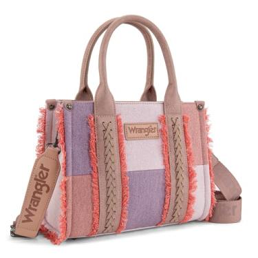 Imagem de Bolsa feminina Wrangler de lona com alça superior com alça de guitarra retrô bolsa de ombro Boho, Rosa choque, One Size