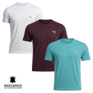 Imagem de Kit 3 Camisetas Diadora Small Logo Masculina - Bordô e Branco P-Masculino