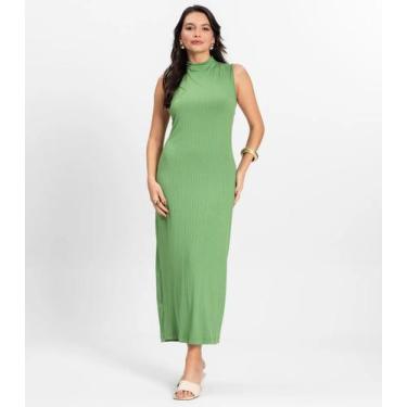 Imagem de Vestido Midi Ribana Canelada Rovitex Verde, GG, Verde