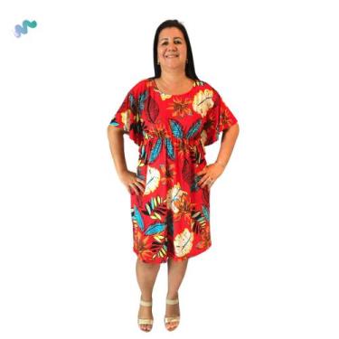 Imagem de Vestido Plus Size Manga Morcego Estampado - Via Fashion, GG