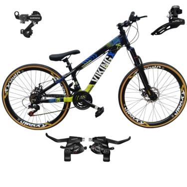 Imagem de Bicicleta 26 VikingX T25 21v Freeride Cambios e Trocadores SHIMANOS Pneu Slick Fino Fx Amarela1.50-Unissex