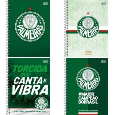 Imagem de Caderno Universitário 1X1 Capa Dura Palmeiras 80 Folhas (pacote com 4)