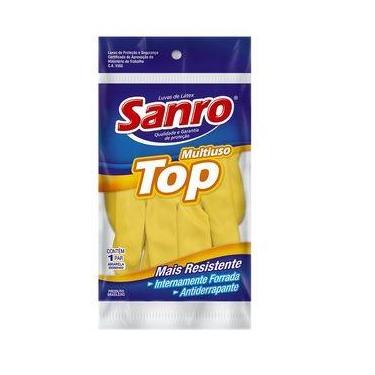 Imagem de Kit 6 Pares Luva Latex Limpeza Multiuso Top Amarela - SANRO - Sanro To