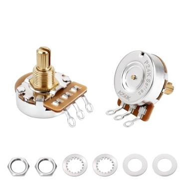 Imagem de Banworks Potenciômetro A250K Imperial de latão com rosca de 9,5 mm para guitarras tamanho completo, eixo curto dividido de 24 estrias (comprimento de 15,5 mm) para Gibson Les Paul LP/SG Fender Strat