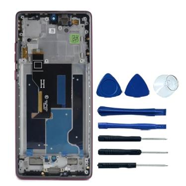 Imagem de Ygpmoiki Digitalizador de tela LCD sensível ao toque com montagem de moldura vermelha para Motorola Moto Edge 50 Fusion XT2429-1 6,7 polegadas