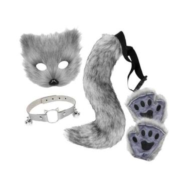 Imagem de Conjunto De Fantasia Para Meninas E Mulheres Com Máscara De Pelo Sinté