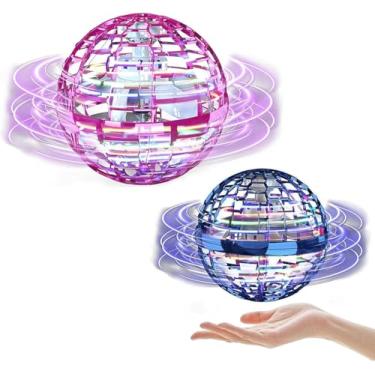 Imagem de Kit com 2 Bolas Voadoras Inteligentes LED - Brinquedo Mágico de Indução UFO (Azul e Roxo)