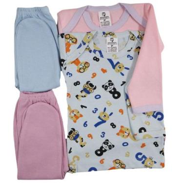 Imagem de Kit C/4 Peças Inverno Camiseta + Mijão Roupas Bebê Promoção - Taya Bab