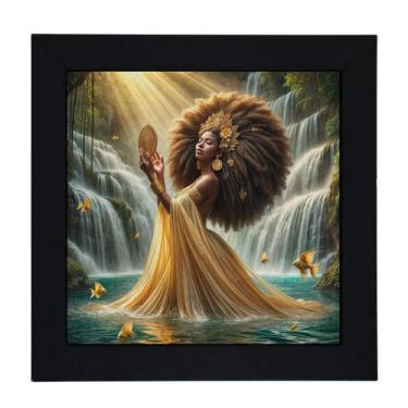 Imagem de Quadro Orixá Oxum Moldura Preta 18 X 18 Cm - Lua Mística - 100% Origin