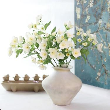 Imagem de Doment 3 peças de hastes artificiais de flores de seda Helloborus 55 cm Heléboro Eranthis para centro de mesa de casamento, buquês de mesa floral, faça você mesmo, decoração de festa em casa e