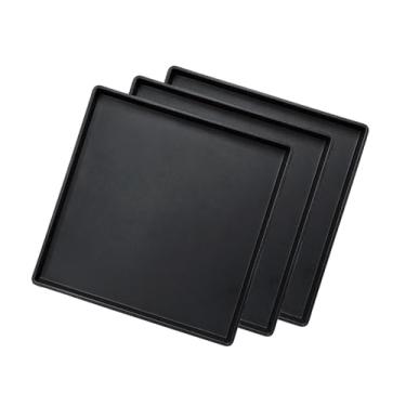 Imagem de VCREATC Bandeja quadrada preta de 28 cm - 3 unidades de bandeja decorativa organizadora para penteadeira de banheiro, mesa de centro, cômoda e bancada de cozinha - Bandeja preta para decoração de casa