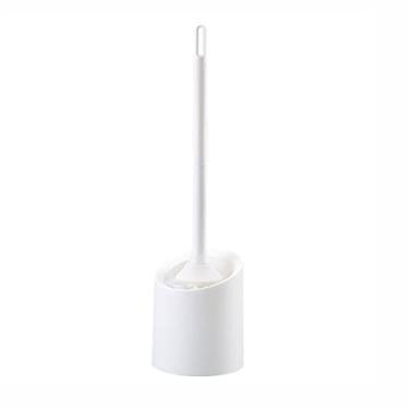 Imagem de Conjunto de escova de vaso sanitário e suporte, kit de limpeza de suporte de escova de vaso sanitário macio, suporte de escova de vaso sanitário montado na parede para banheiro (cor: B) (B)