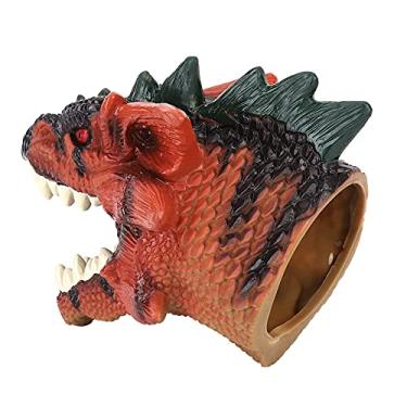 Imagem de GOWENIC Luvas de Fantoche de Mão de Dinossauro de Desenho Animado para Crianças, Desenvolve Coordenação Mão-olho, Pintura Ecológica, Tamanho 9,4 X 5,5 X 7, pol. para Contar Histórias (Fantoche de de dragão renascido)