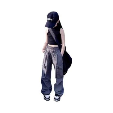 Imagem de Calças Cargo Para Meninas De 5 a 14 Anos, Primavera E Outono, Calças C