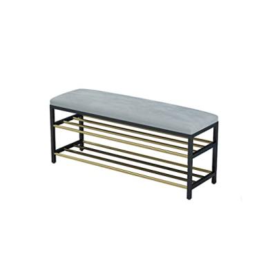 Imagem de Banco de armazenamento de corredor, banco de sapato, sapateira, banco de entrada, banco de metal com prateleiras de 2 níveis, organizador para entrada, corredor, sala de estar, corredor, A, 60 cm (A 1