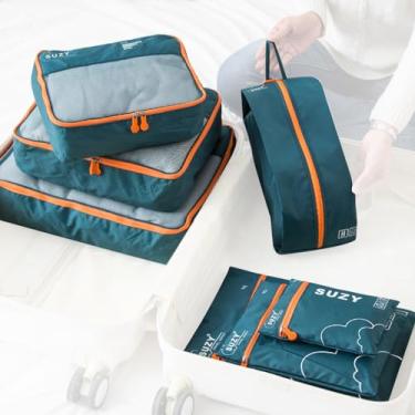 Imagem de Mala de roupas sapatos sacos classificados 7 peças organizador de viagem bolsas de armazenamento organizador de bagagem portátil roupas de viagem kit bolsas de armazenamento conjunto de roupas de