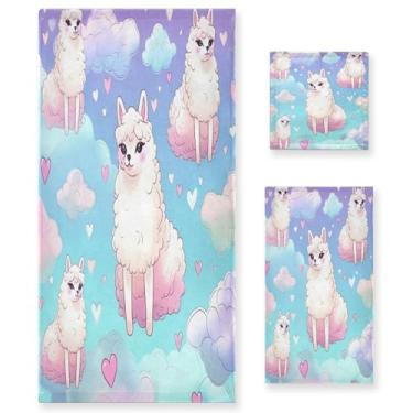 Imagem de xigua Conjunto de toalhas de banheiro Alpacas toalha de banho macia absorvente de 3 peças toalha de mão toalhas decorativas para banheiro, academia, hotel, praia, piscina