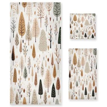 Imagem de xigua Conjunto de toalhas de banheiro de árvores de Natal absorvente macio toalha de banho de 3 peças toalha de mão toalhas decorativas para banheiro, academia, hotel, praia, piscina