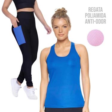Imagem de Camiseta REGATA DRY MALHA FRIA POLIAMIDA + Calça LEG LEGGING BOLSOS Conjunto Fitness 540-Feminino