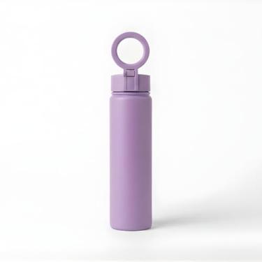 Imagem de Garrafa Térmica Esportiva de Aço Inox 800ml com Suporte Magnético para celular, Bico Retrátil e Isolamento a Vácuo - Ideal para a Academia, Escritório e dia a dia. (Garrafa700-LilasCla-FBA)