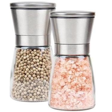 Imagem de Kit 2 Moedores de Pimenta Sal Temperos com Tampa de Aço Inox 14cm - Wa