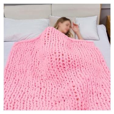 Imagem de Cobertor de malha grossa de chenille-fio de pelúcia macio tricotado à mão, linda decoração de casa para cama, sofá, cadeira, lavável na máquina roupa de cama aconchegante
