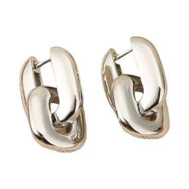 Imagem de Brincos De Argola Dupla Banhados a Ouro, Estilo Exagerado E Moderno, J
