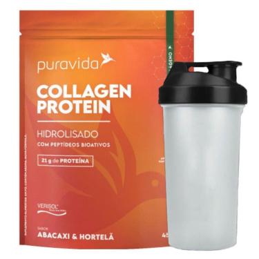 Imagem de Collagen Protein Abacaxi Hortela 450g Coqueteleira PuraVida-Unissex