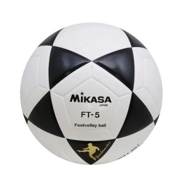 Imagem de Bola Futevôlei Mikasa Ft-5 - Branco e Preta, Preto, Branco