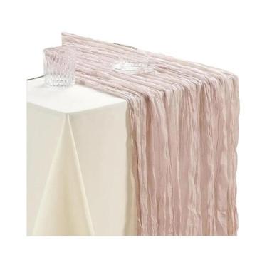 Imagem de Caminho De Mesa Boho Semi-Transparente Em Tecido Gaze Rústico Para Cas