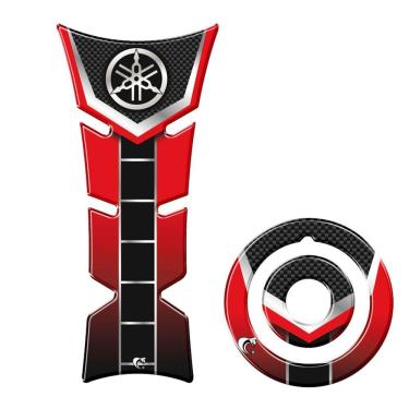 Imagem de Kit Protetor De Tanque E Bocal Moto Yamaha Diapasão Vermelho Vermelho