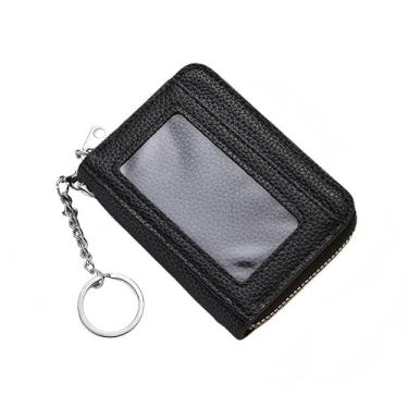 Imagem de Carteira feminina para cartão de crédito com bloqueio de RFID, com 11 compartimentos para cartões, porta-cartões de presente, carteira com zíper para mulheres e homens (preto)