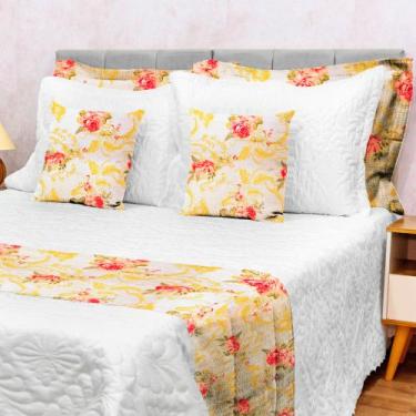 Imagem de Kit 5 Peças Decoração Sala Peseira Super King Size Piquet Cama Posta L