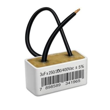 Imagem de Capacitor 2 fios metalizado 3 uf x 250/300/400v quadrado trio
