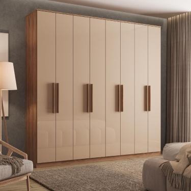 Imagem de Guarda Roupa Casal com 8 portas e 4 gavetas Austin Carraro Freijó com Off White