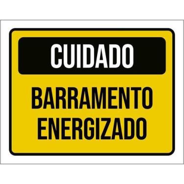 Imagem de Kit 10 Placa Acm Cuidado Barramento Energizado 18X23 - Sinalizo