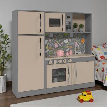 Imagem de Cozinha Infantil Completa Fogão Geladeira Cinza Connect - Drop De Casa