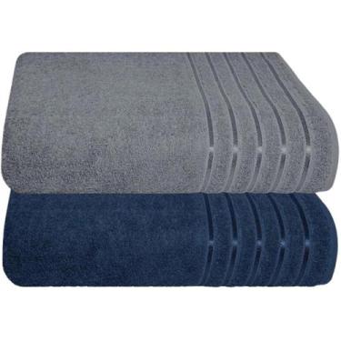Imagem de Kit 2 Toalhas Banhão 100% Algodão 90X150 cm Teka Comfort, Cinza - Mari