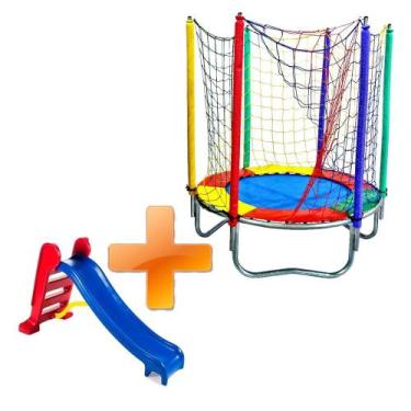 Imagem de Cama Elástica Pula Pula Trampolim 1,40m Nacional Premium + Escorregado