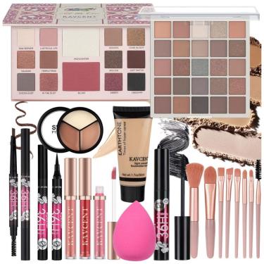 Imagem de Kit Maquiagem Completo Kavcent Paleta Sombras Foundation Líquida Corretivo Máscara Delineador Pincéis Puff para Teens e Mulheres