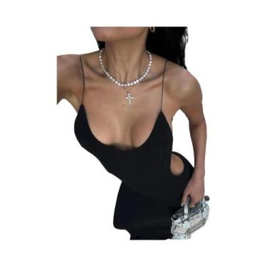 Imagem de Vestido Feminino Sexy Sem Mangas Com Costas Cruzadas E Decote Baixo, D