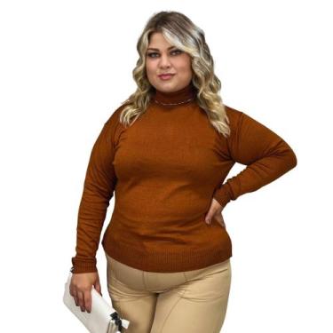 Imagem de Blusa Feminina Tricô Lã Plus Size Manga Longa Cacharrel Frio - Gip Eco
