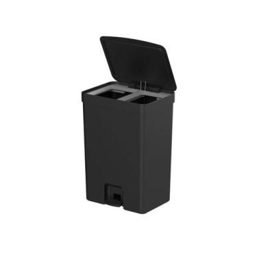 Imagem de Lixeira com Pedal OU Trium 30 Litros com Duplo Compartimento Preto