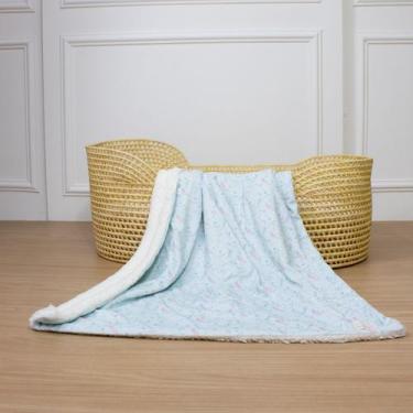 Imagem de Cobertor Grosso Dupla Face Luxo Plush Infantil Estampado Raminhos De F