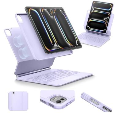 Imagem de ESR Capa Para Ipad Pro 13" Com Teclado (M4, 2024), Suporte Magnético De Fácil Instalação, Modos Retrato/Elevado, Removível, Série Rebound 360, Roxa