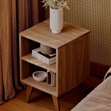 Imagem de Mesa De Cabeceira Chennai Pé Plástico 30x35cm Freijó Quarto