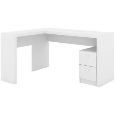 Imagem de Escrivaninha Mesa Escritório em L com ME4129 2 Gavetas 135,8cm Branca 