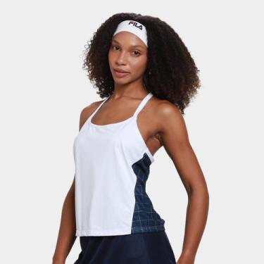 Imagem de Regata Fila Grid Match Feminina, Branco, Marinho, M